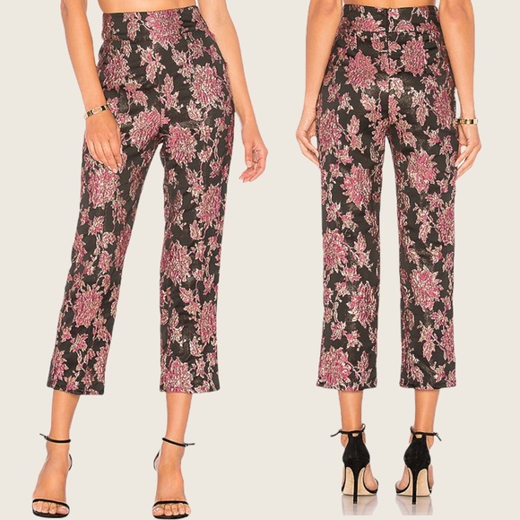 ❄️ HP ❄️ EUC Luella Cigarette Pant in Metallic Jacquard Black/Pink Size Small - Picture 2 of 15